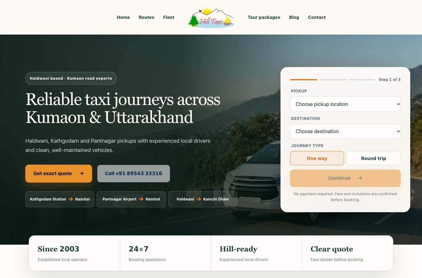 HillTaxi live website homepage preview