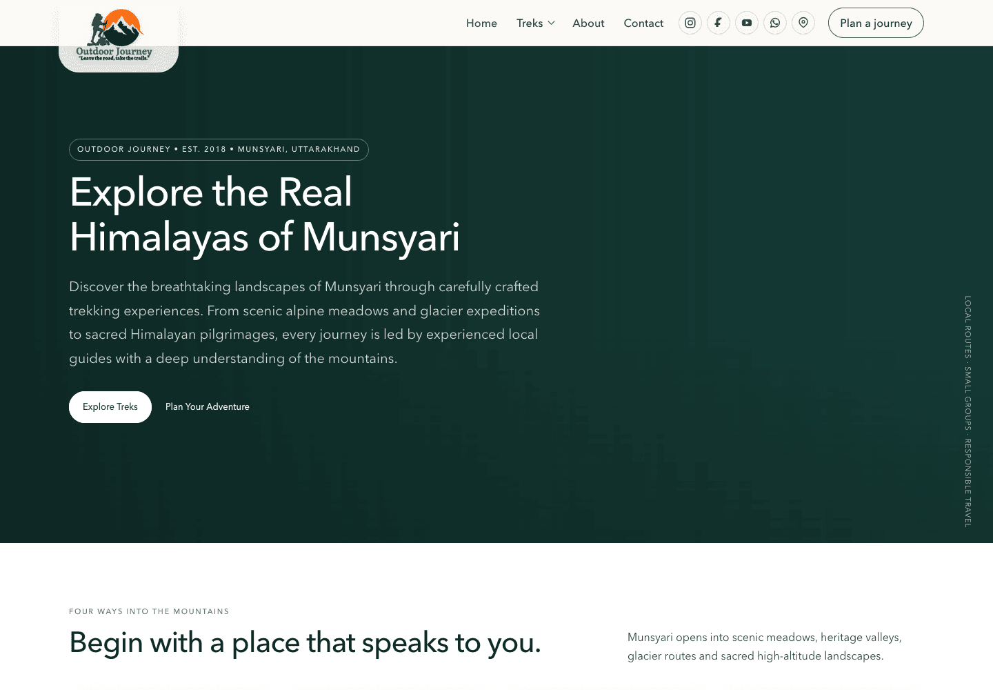 Outdoor Journey live website homepage preview